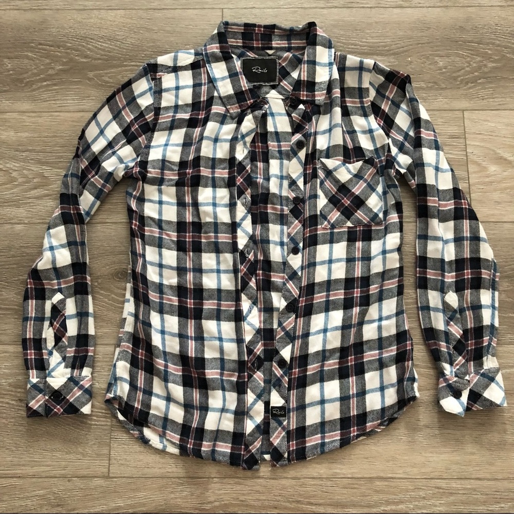 Rails Black, Blue, Pink, and White Plaid Button Up Shirt